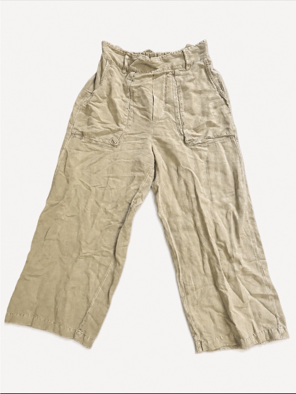 YFB Young Fabulous & Broke Linen Blend Wide Leg Pants | Paperbag Waist | Size M